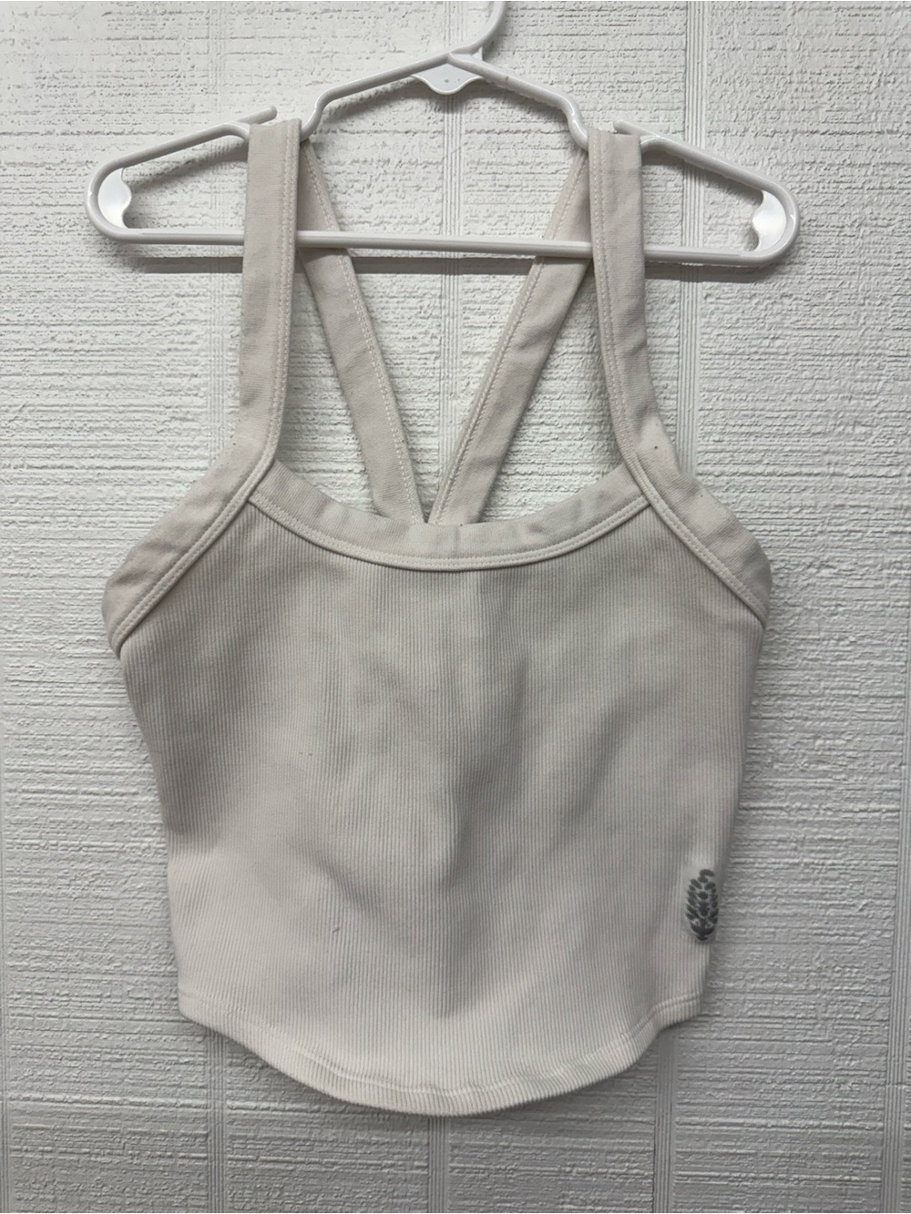 Free People White Ribbed Double-Strap Tank